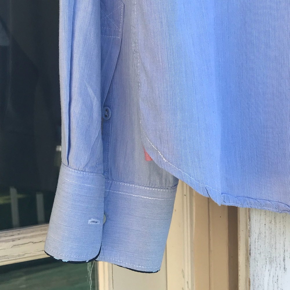 ZANEROBE Men’s Blue Long Sleeve Dress Shirt Large - Picture 7 of 8